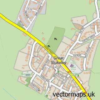Street map sample of Great Stukeley, Cambridgeshire