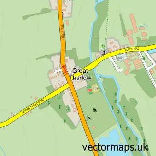 Street map sample of Great Thurlow, Suffolk