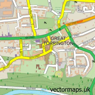 Street map sample of Great Torrington, Devon