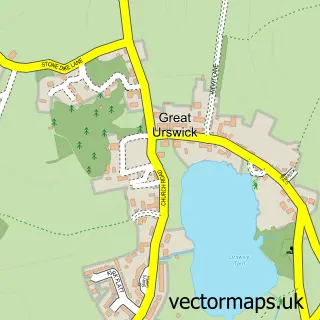 Street map sample of Great Urswick, Cumbria