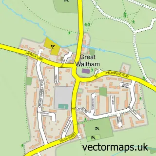 Street map sample of Great Waltham, Essex