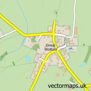 Street map sample of Great Wolford, Warwickshire
