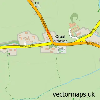 Street map sample of Great Wratting, Suffolk