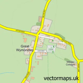 Street map sample of Great Wymondley, Hertfordshire