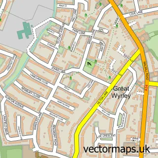 Street map sample of Great Wyrley, Staffordshire