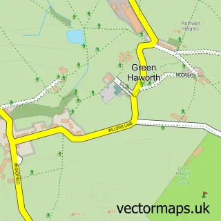 Street map sample of Green Haworth, Lancashire
