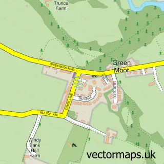 Street map sample of Green Moor, South Yorkshire