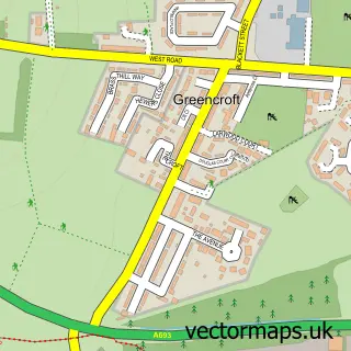 Street map sample of Greencroft, Durham