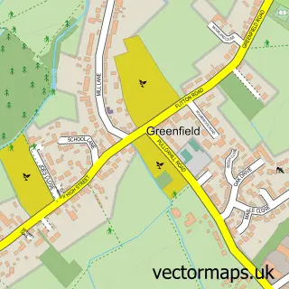 Street map sample of Greenfield, Bedfordshire