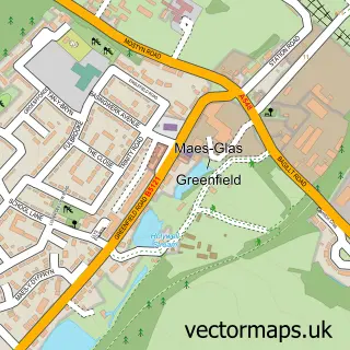Street map sample of Greenfield, Clwyd