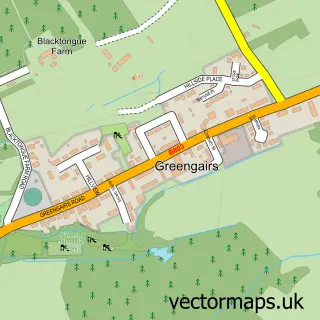 Street map sample of Greengairs, Lanarkshire