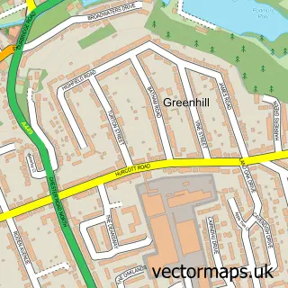 Street map sample of Greenhill, Worcestershire