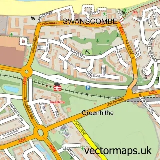 Street map sample of Greenhithe, Kent