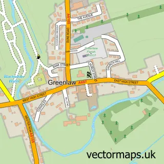 Street map sample of Greenlaw, Berwickshire