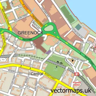 Street map sample of Greenock, Renfrewshire