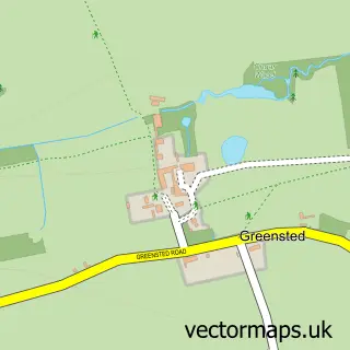 Street map sample of Greensted, Essex