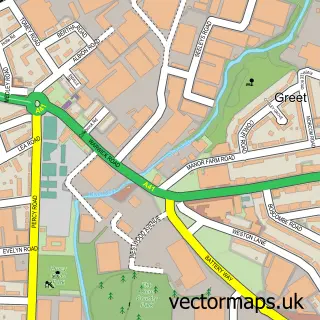 Street map sample of Greet, West Midlands