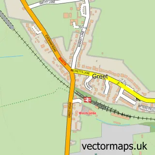 Street map sample of Greet, Gloucestershire
