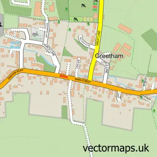 Street map sample of Greetham, Rutland