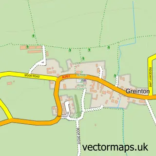 Street map sample of Greinton, Somerset