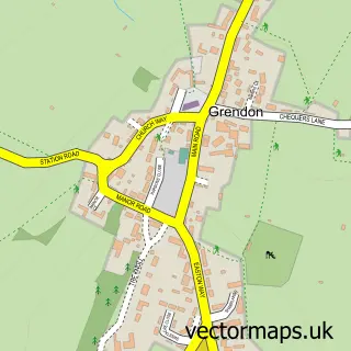 Street map sample of Grendon, Northamptonshire