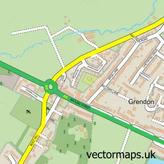 Street map sample of Grendon, Warwickshire