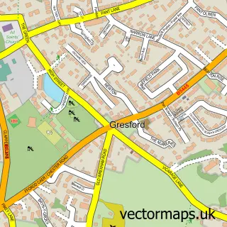 Street map sample of Gresford, Clwyd
