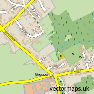 Street map sample of Gressenhall, Norfolk