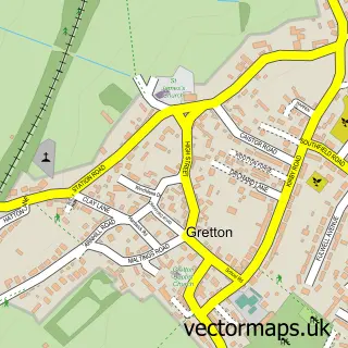 Street map sample of Gretton, Northamptonshire