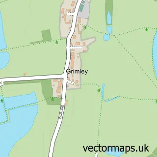 Street map sample of Grimley, Worcestershire