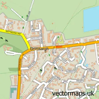Street map sample of Grimsargh, Lancashire