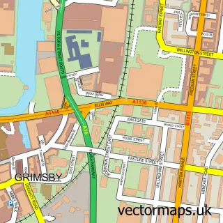 Street map sample of Grimsby, Lincolnshire