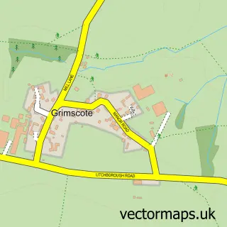 Street map sample of Grimscote, Northamptonshire