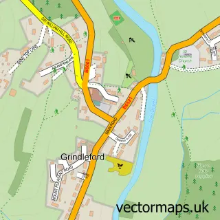 Street map sample of Grindleford, Derbyshire