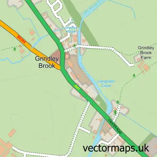Street map sample of Grindley Brook, Shropshire