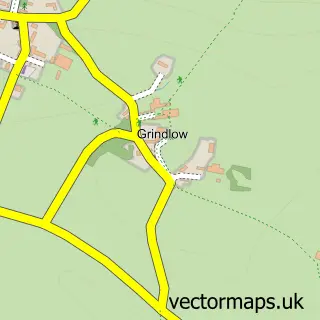 Street map sample of Grindlow, Derbyshire
