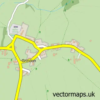 Street map sample of Grindon, Staffordshire