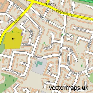 Street map sample of Groby, Leicestershire