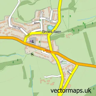 Street map sample of Groes-faen, Mid Glamorgan
