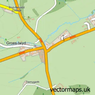 Street map sample of Groes-lwyd, Powys
