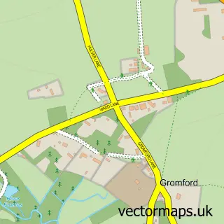 Street map sample of Gromford, Suffolk