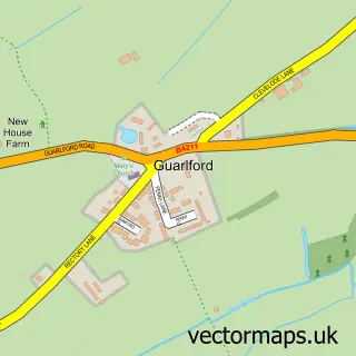 Street map sample of Guarlford, Worcestershire