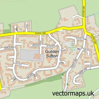Street map sample of Guilden Sutton, Cheshire