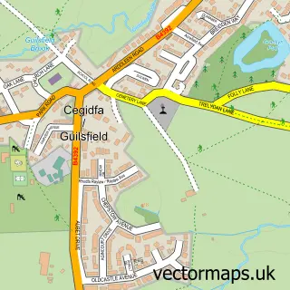 Street map sample of Guilsfield, Powys
