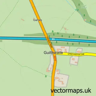 Street map sample of Guilthwaite, South Yorkshire