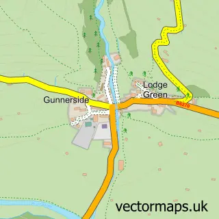 Street map sample of Gunnerside, North Yorkshire