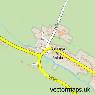 Street map sample of Gussage All Saints, Dorset
