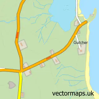 Street map sample of Gutcher, Shetland