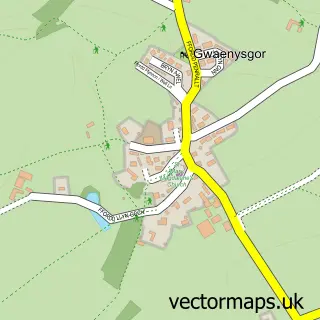 Street map sample of Gwaenysgor, Clwyd