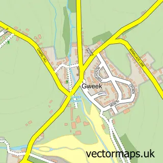 Street map sample of Gweek, Cornwall